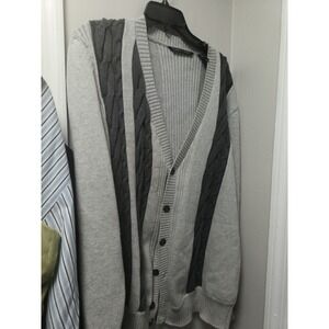 Y2K Vintage Men's Sean John Gray Cotton Cold Weather Winter Cardigan XL